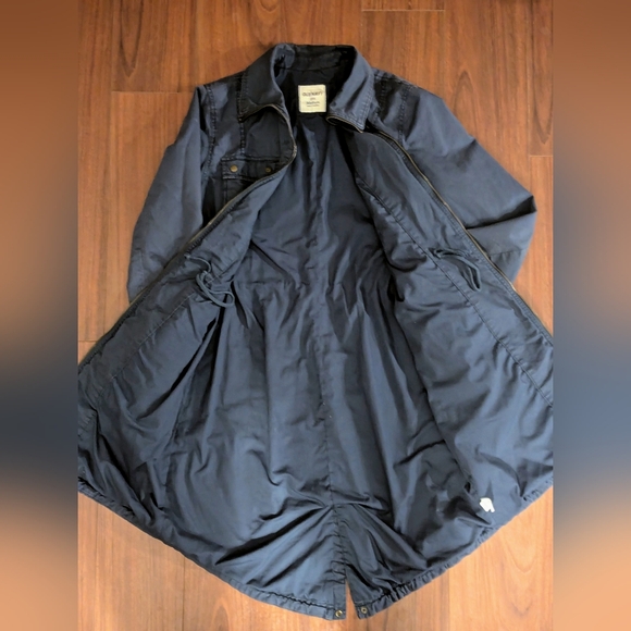 Medium Long Utility Jacket 100% Cotton, Dusky Blue - Picture 2 of 8